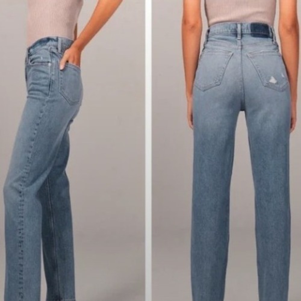 Abercrombie & Fitch‎ The 90s Straight Ultra High Rise Crisscross Jeans Sz 26 EUC - Picture 2 of 5